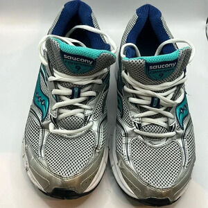 Saucony Cohesion 9‎ women’s silver blue running shoes sneakers Sz 10 comfort run